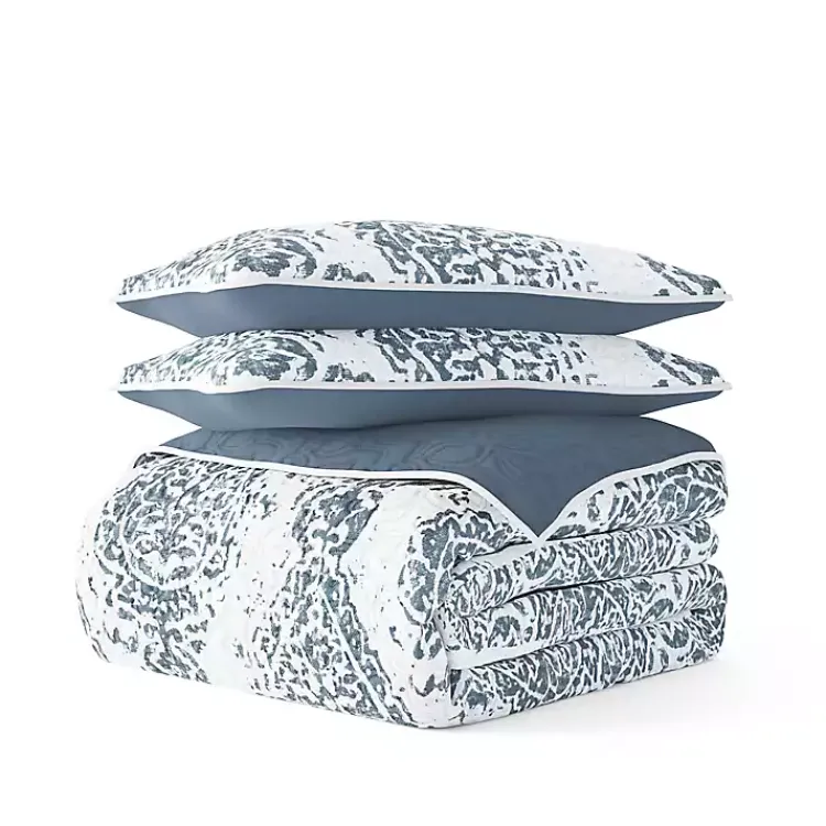 Quilts-Kirklands Home Blue Damask Reversible 2-pc. Twin Quilt Set