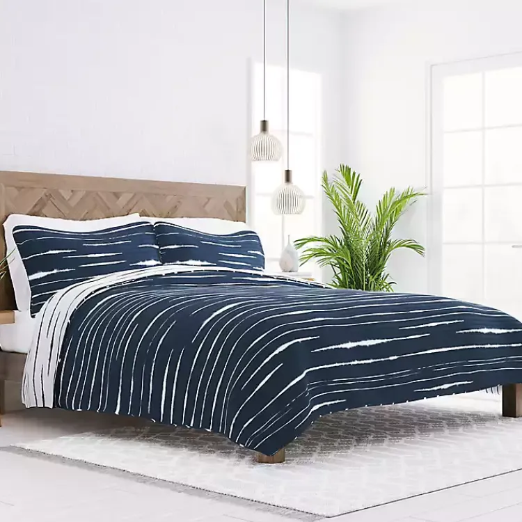 Quilts-Kirklands Home Navy Linear Reversible 2-pc. Twin Quilt Set