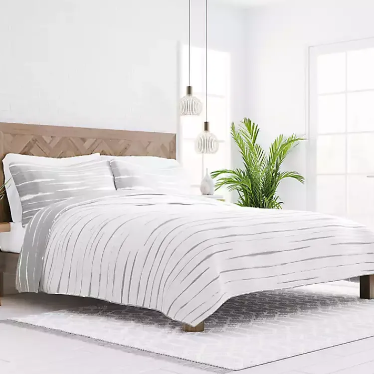 Quilts-Kirklands Home Gray Linear Reversible 2-pc. Twin Quilt Set