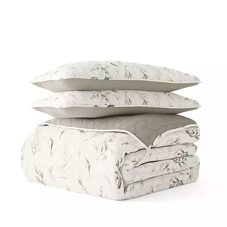 Quilts-Kirklands Home Watercolor Leaves Reversible 3-pc. Queen Quilt Set