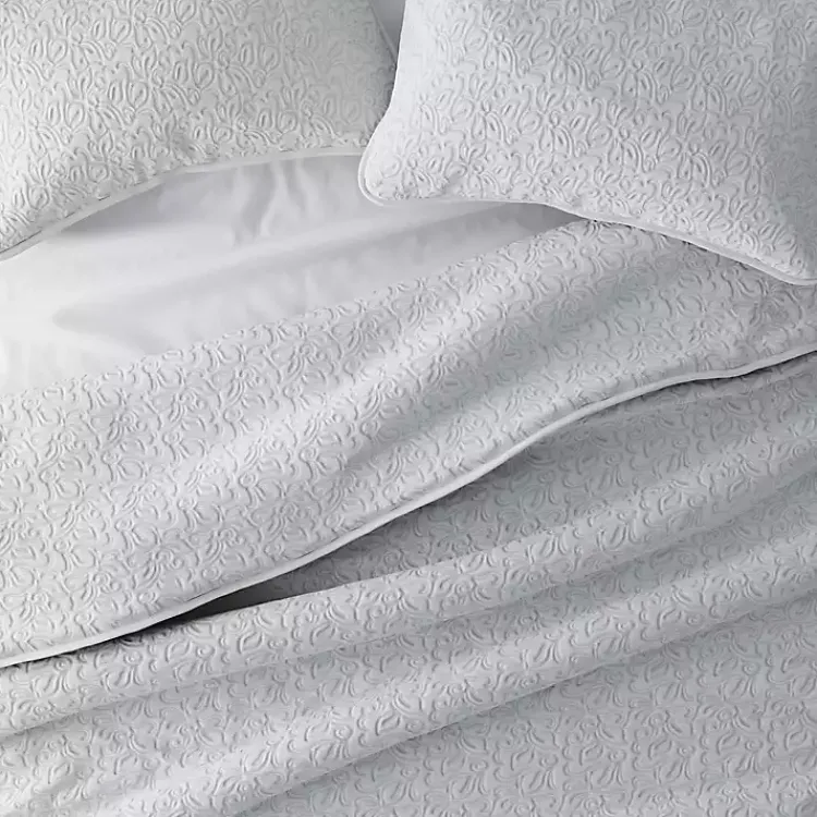 Quilts-Kirklands Home Floral Stitch 3-pc. Queen Quilt Set Gray