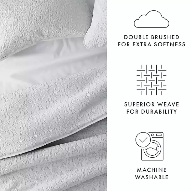 Quilts-Kirklands Home Floral Stitch 3-pc. Queen Quilt Set Gray