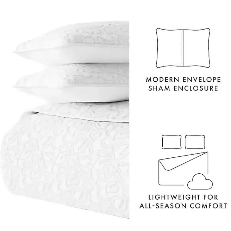 Quilts-Kirklands Home Floral Stitch 2-pc. Twin Quilt Set White