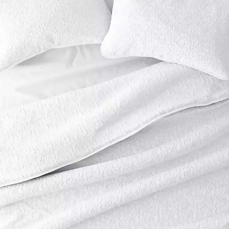 Quilts-Kirklands Home Floral Stitch 3-pc. Queen Quilt Set White