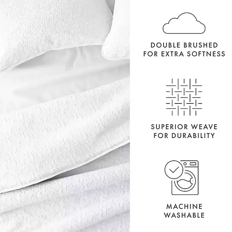 Quilts-Kirklands Home Floral Stitch 3-pc. Queen Quilt Set White