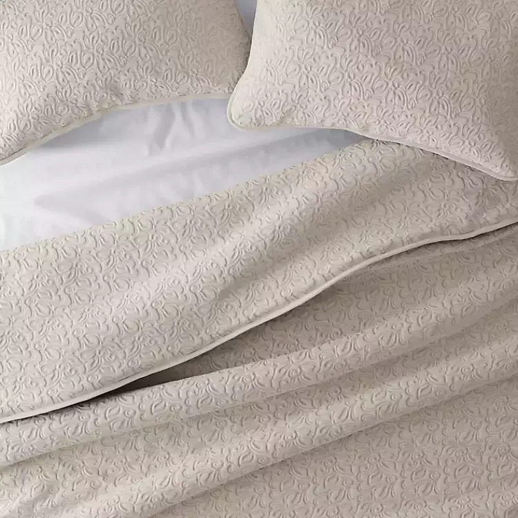 Quilts-Kirklands Home Latte Floral Stitch 3-pc. Queen Quilt Set Tan