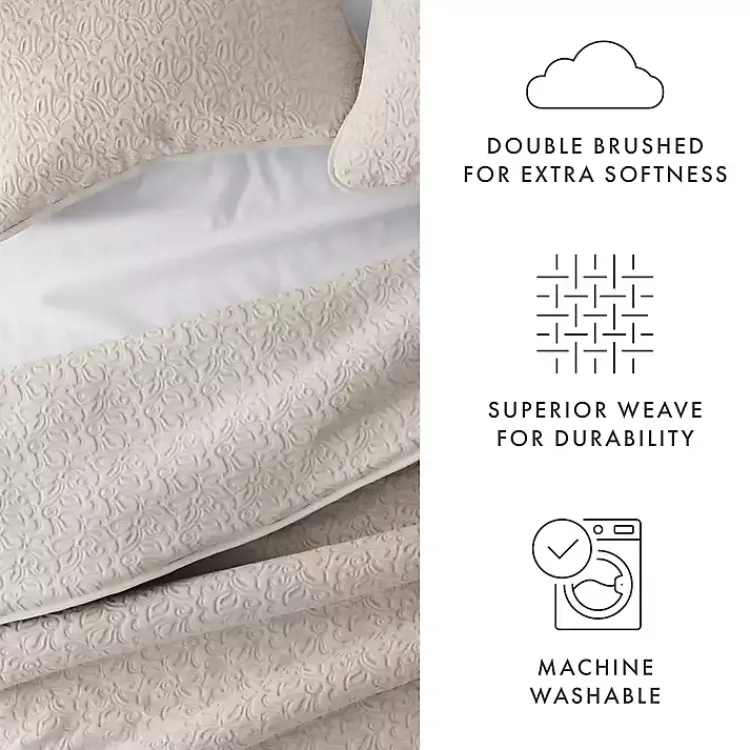 Quilts-Kirklands Home Latte Floral Stitch 3-pc. Queen Quilt Set Tan