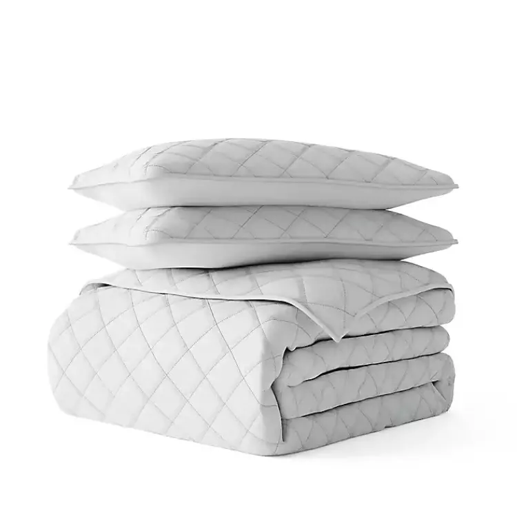Quilts-Kirklands Home Stitched Diamond 3-pc. Queen Quilt Set Gray