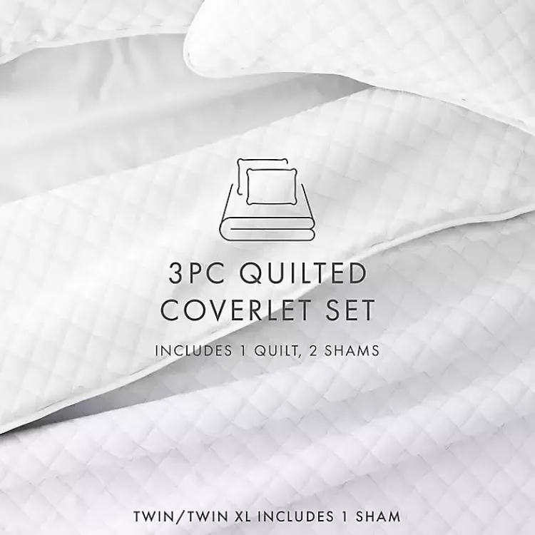 Quilts-Kirklands Home Stitched Diamond 2-pc. Twin Quilt Set White