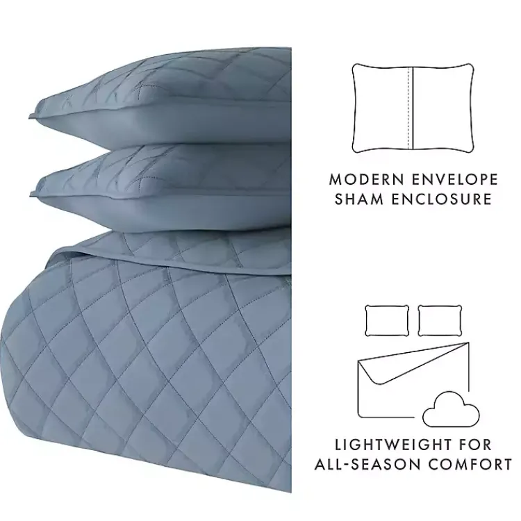 Quilts-Kirklands Home Stitched Diamond 3-pc. King Quilt Set Blue