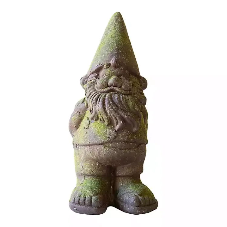 Garden Statues-Kirklands Home Mossy Patina Outdoor Gnome Statue Gray