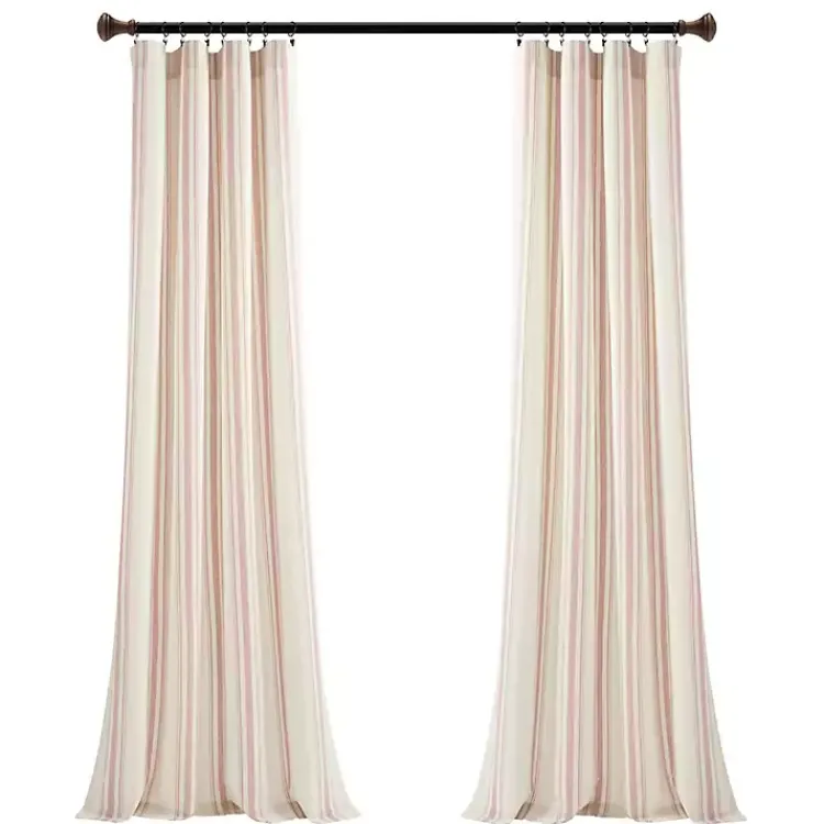 Curtains & Drapes-Kirklands Home Farmhouse Stripe Curtain Panel Set, 84 in. Pink