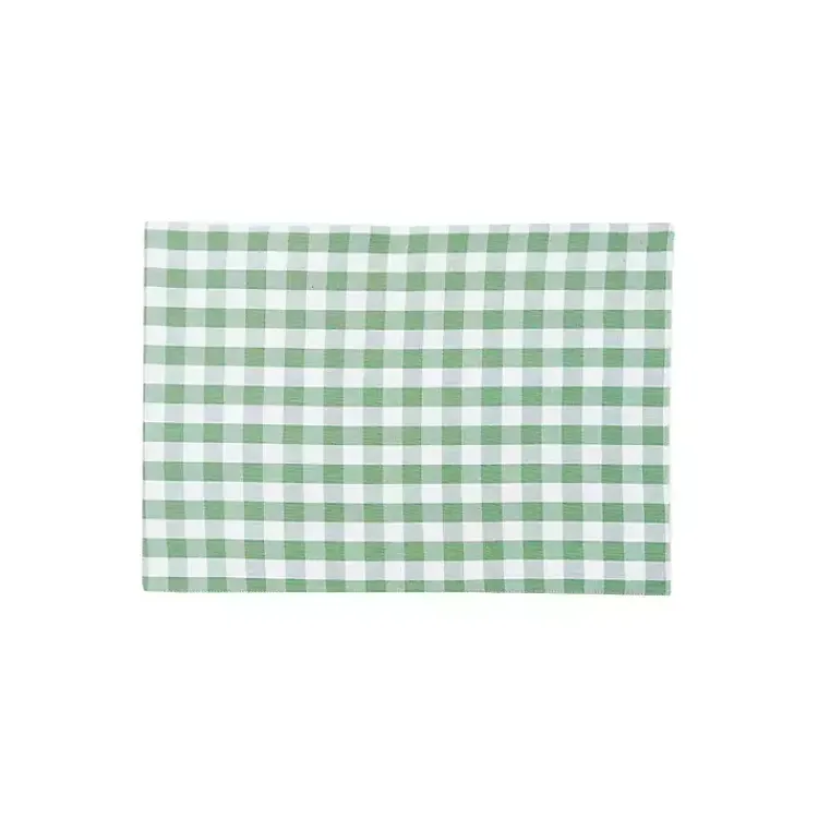 Table Linens-Kirklands Home Sage Buffalo Check Cotton Placemats, Set of 6 Green