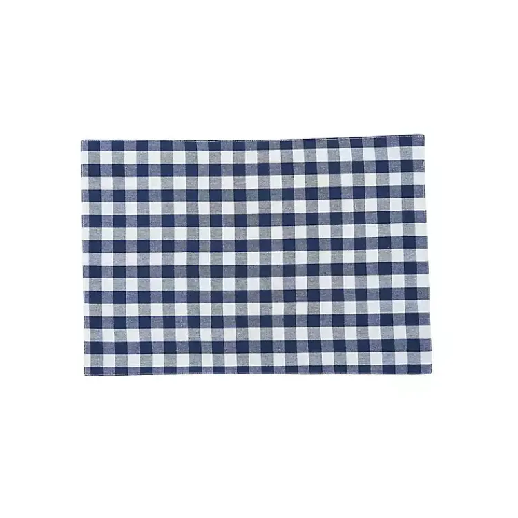 Table Linens-Kirklands Home Ashford Indigo Buffalo Check Placemats, Set of 6 Blue