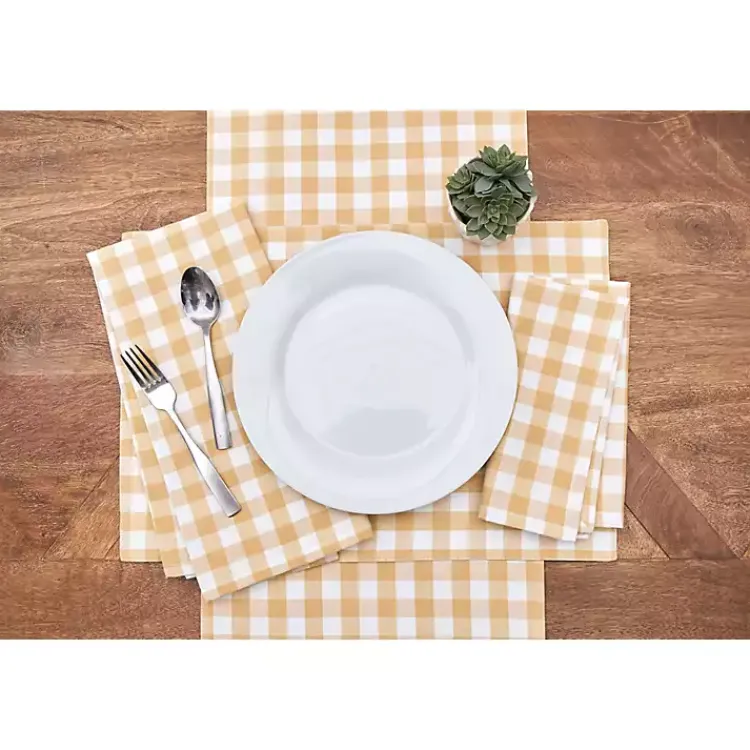 Table Linens-Kirklands Home Ashford Buffalo Check Table Runner Yellow