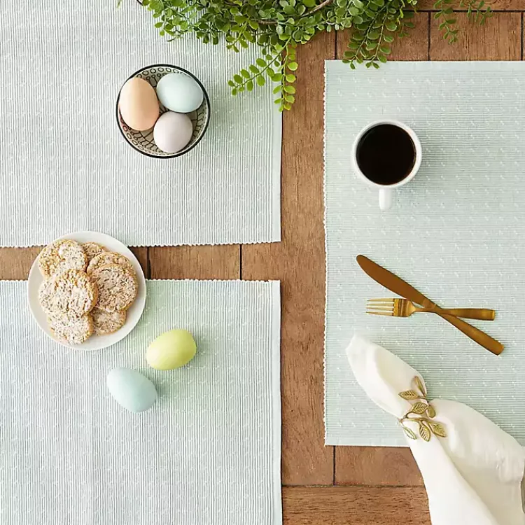 Table Linens-Kirklands Home Pastel Misty Dobby Placemats, Set of 6 Blue