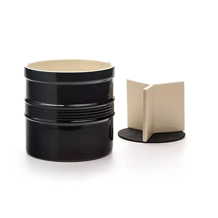 Kitchen Storage-Kirklands Home Ceramic Oversized Crock with Divider Black