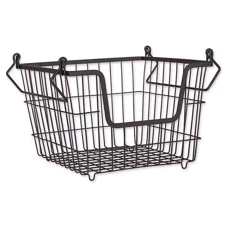 Kitchen Storage-Kirklands Home Stackable Wire Kitchen Basket, 8 in. Black
