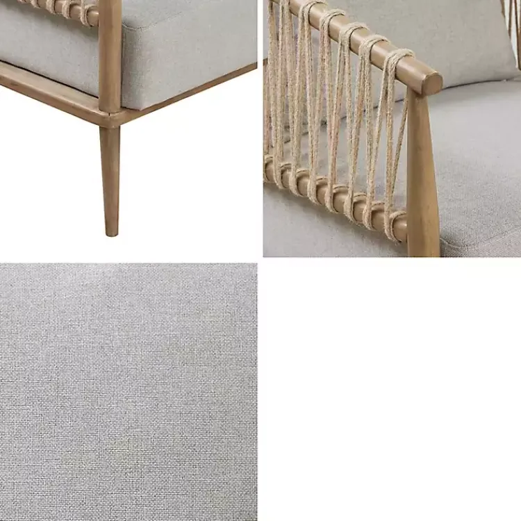 Accent Chairs-Kirklands Home Curved Wood and Jute Rope Accent Chair Gray