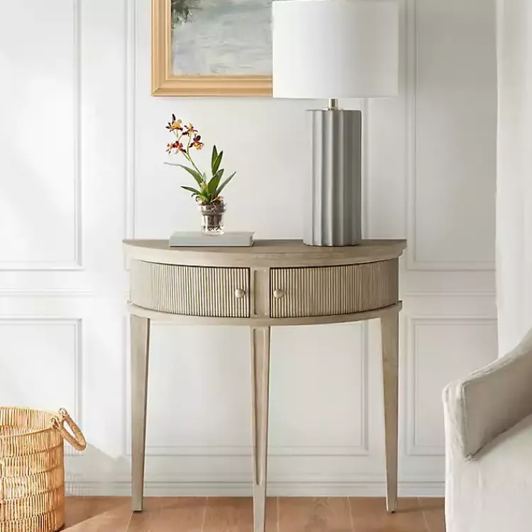 Console Tables-Kirklands Home Martha Stewart Half Moon Console Table Tan