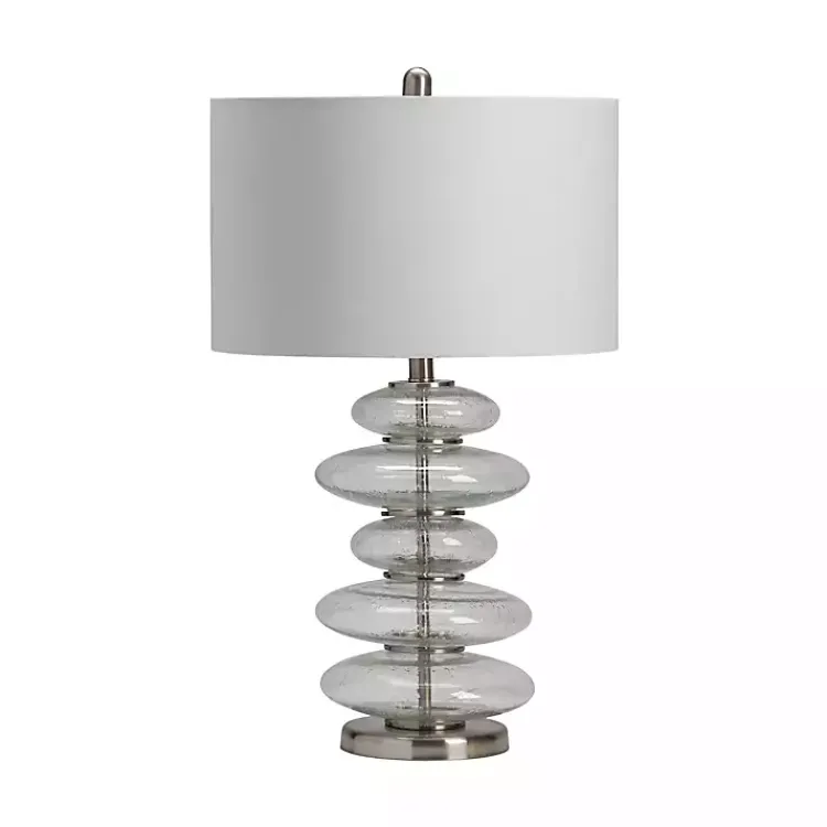 Table Lamps-Kirklands Home Seeded Glass Bubble Cairn Table Lamp White