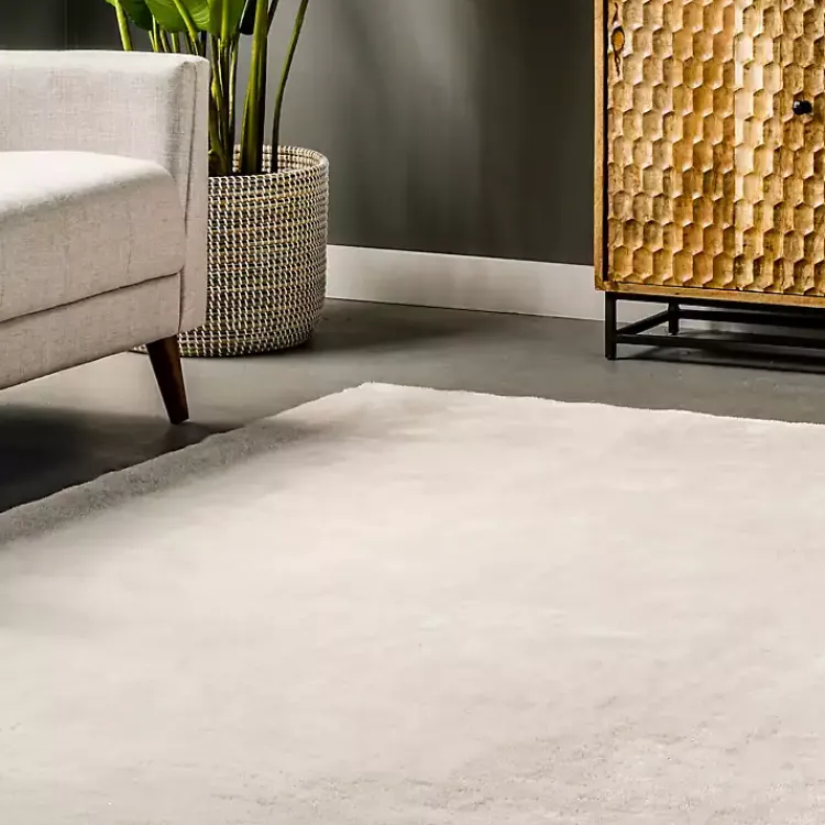 Area Rugs-Kirklands Home Whitlow Shag Washable Area Rug, 6x9 Ivory