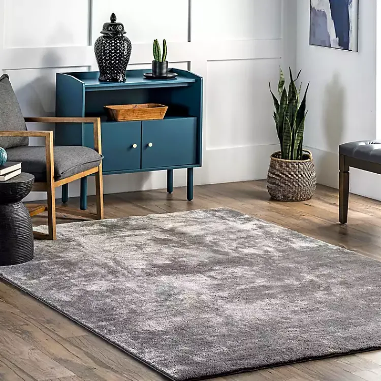 Area Rugs-Kirklands Home Whitlow Charcoal Shag Washable Area Rug, 8x10 Gray