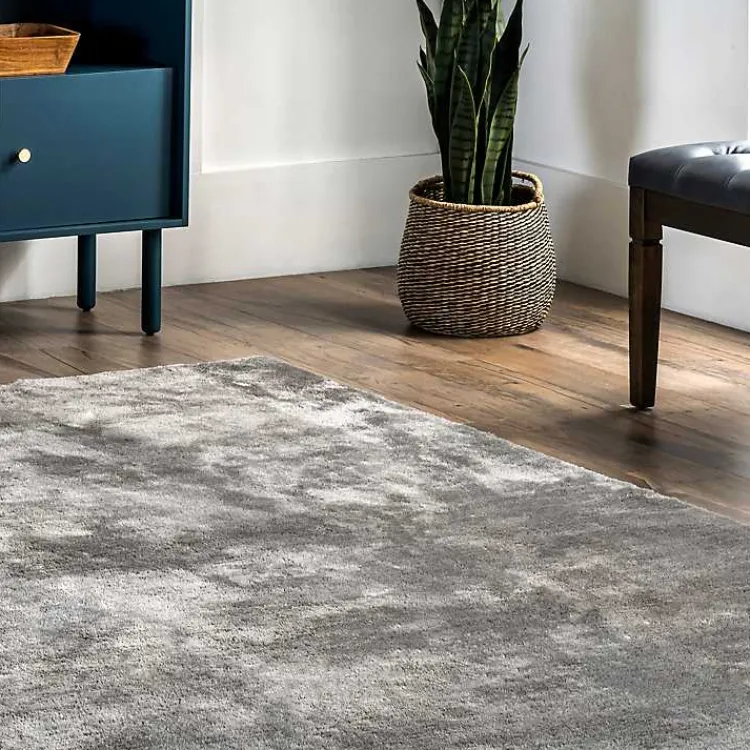 Area Rugs-Kirklands Home Whitlow Charcoal Shag Washable Area Rug, 8x10 Gray