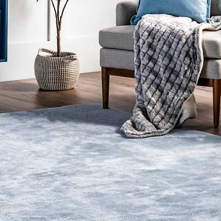 Area Rugs-Kirklands Home Whitlow Shag Washable Area Rug, 6x9 Blue