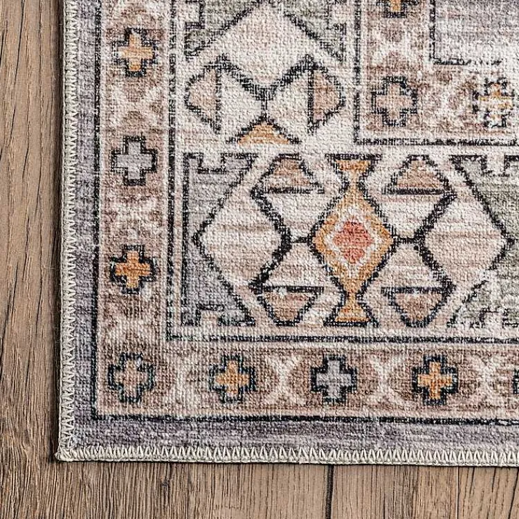 Area Rugs-Kirklands Home Black Tribal Motif Washable Area Rug, 5x8