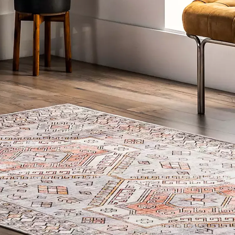 Area Rugs-Kirklands Home Black Tribal Motif Washable Area Rug, 5x8