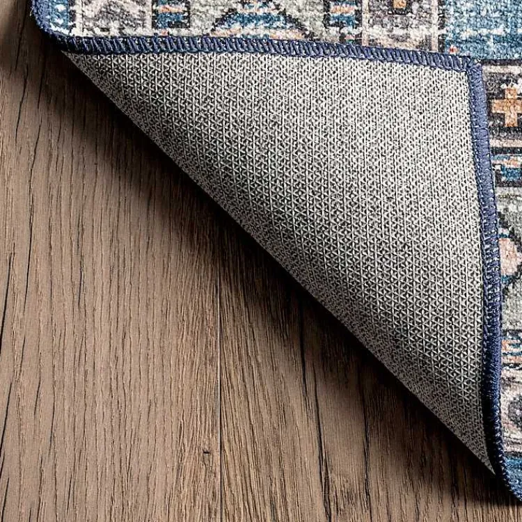 Area Rugs-Kirklands Home Blue Tribal Motif Washable Area Rug, 5x8