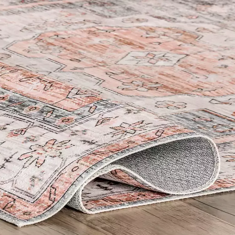 Area Rugs-Kirklands Home Black Vintage Motif Washable Area Rug, 5x8