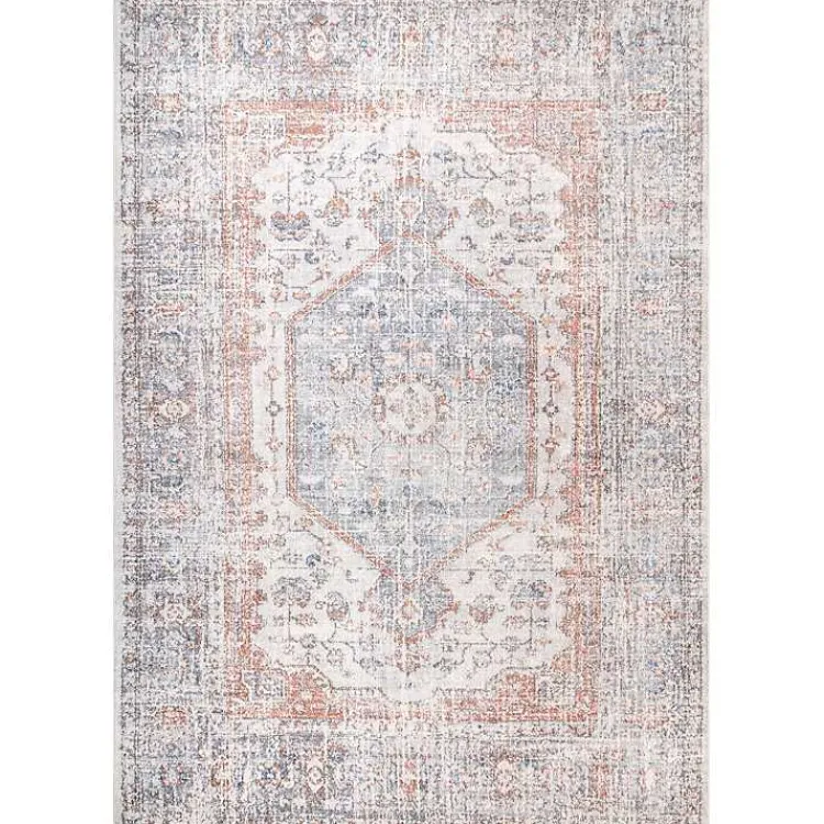 Area Rugs-Kirklands Home Vintage Floral Washable Area Rug, 8x10 Gray