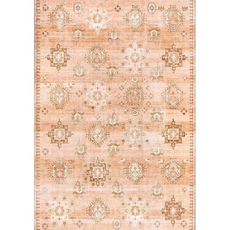 Area Rugs-Kirklands Home Lottie Peach Vintage Washable Area Rug, 5x8 Orange