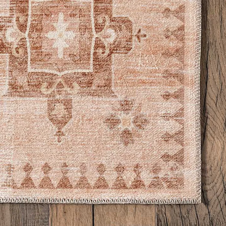 Area Rugs-Kirklands Home Lottie Peach Vintage Washable Area Rug, 5x8 Orange