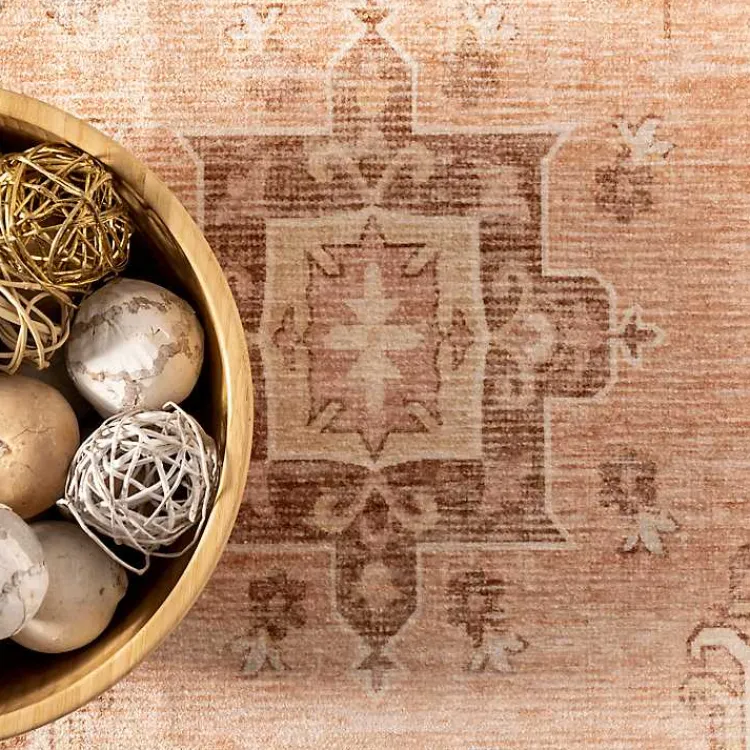 Area Rugs-Kirklands Home Lottie Peach Vintage Washable Area Rug, 5x8 Orange