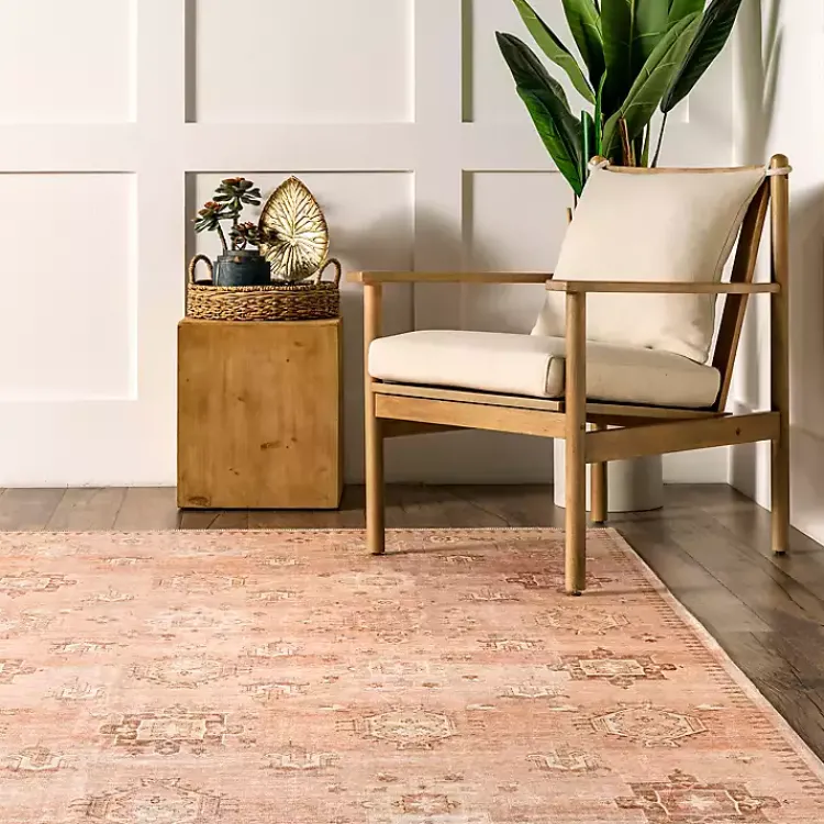 Area Rugs-Kirklands Home Lottie Peach Vintage Washable Area Rug, 8x10 Orange