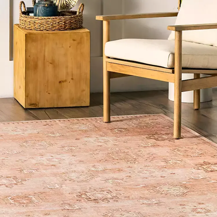 Area Rugs-Kirklands Home Lottie Peach Vintage Washable Area Rug, 8x10 Orange