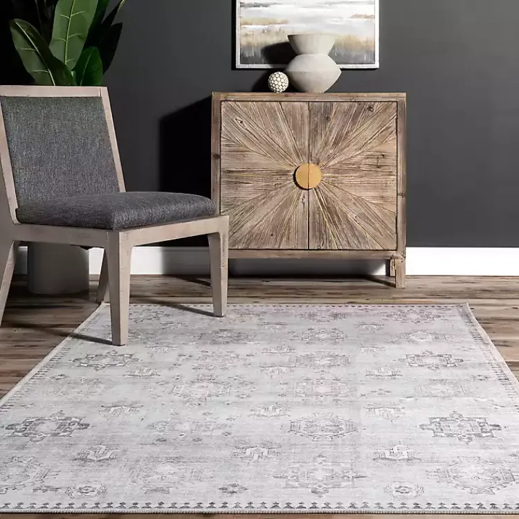 Area Rugs-Kirklands Home Lottie Vintage Washable Area Rug, 8x10 Gray