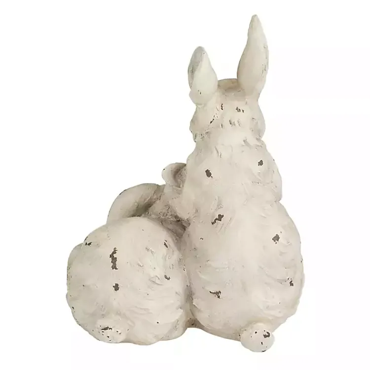 Garden Statues-Kirklands Home Distressed Rabbits Statue White