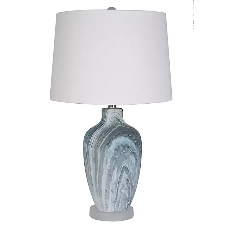 Table Lamps-Kirklands Home Blue Swirl Geode Table Lamp, Set of 2 White