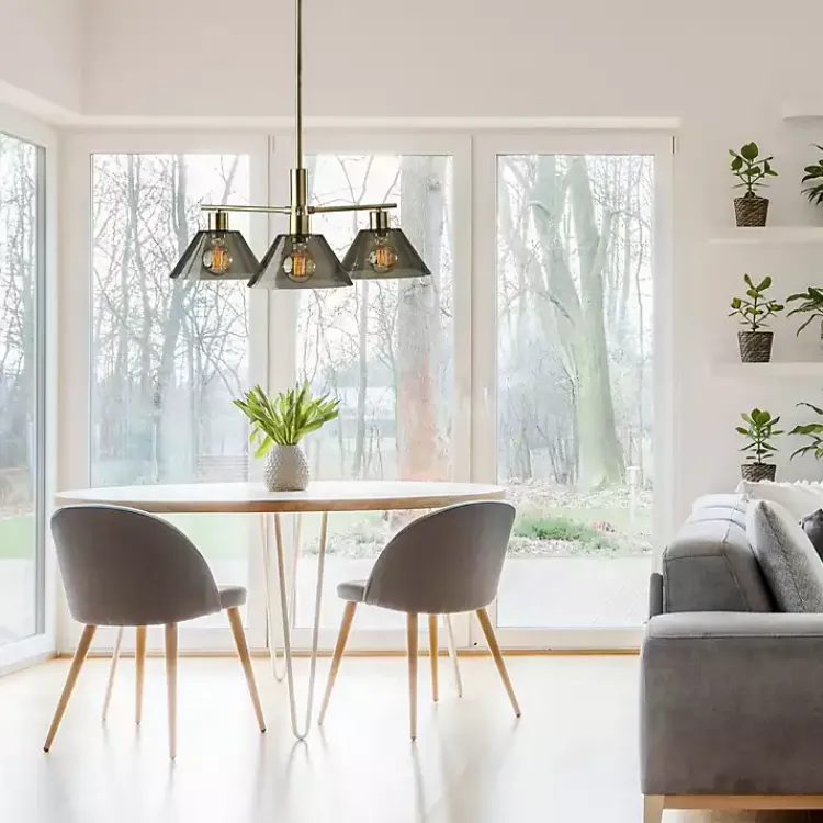 Chandeliers & Pendant Lighting-Kirklands Home Gold Smoked Glass Chandelier