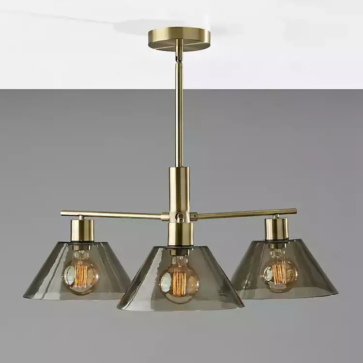 Chandeliers & Pendant Lighting-Kirklands Home Gold Smoked Glass Chandelier