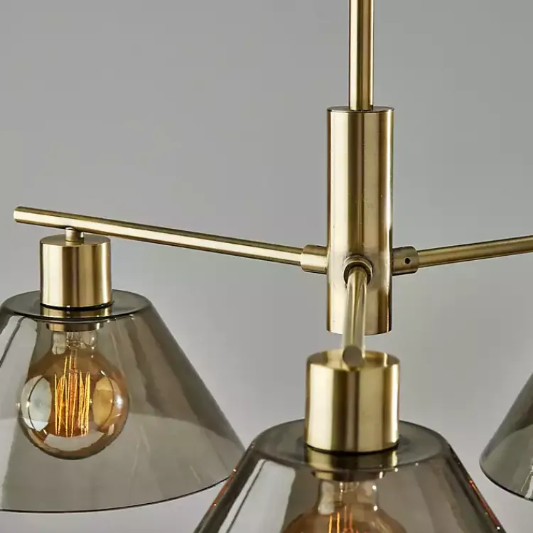 Chandeliers & Pendant Lighting-Kirklands Home Gold Smoked Glass Chandelier