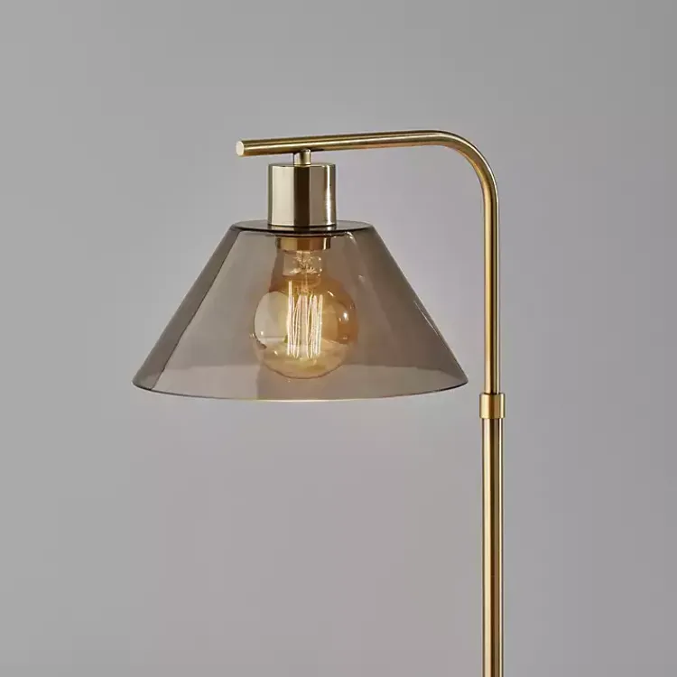 Table Lamps-Kirklands Home Gold Smoked Glass Table Lamp Gray