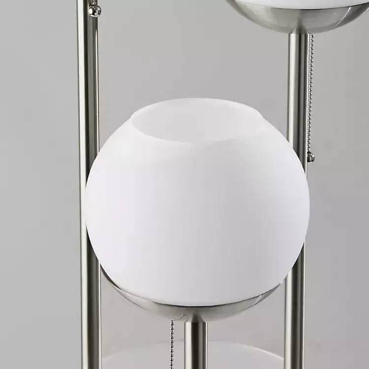 Floor Lamps-Kirklands Home Silver Globe 3-Light Shelf Floor Lamp