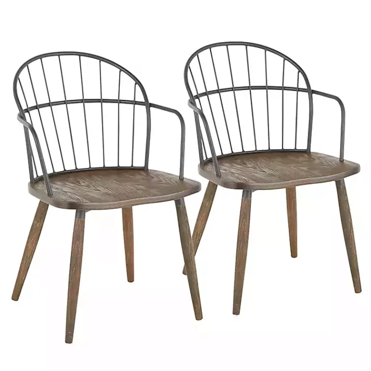 Dining Chairs-Kirklands Home Dark Walnut Wood Spindle Dining Chairs, Set of 2