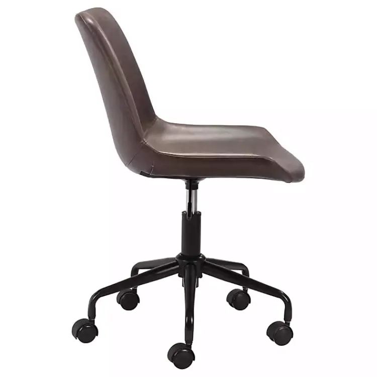 Office Furniture-Kirklands Home Faux Leather Swivel Office Chair Brown
