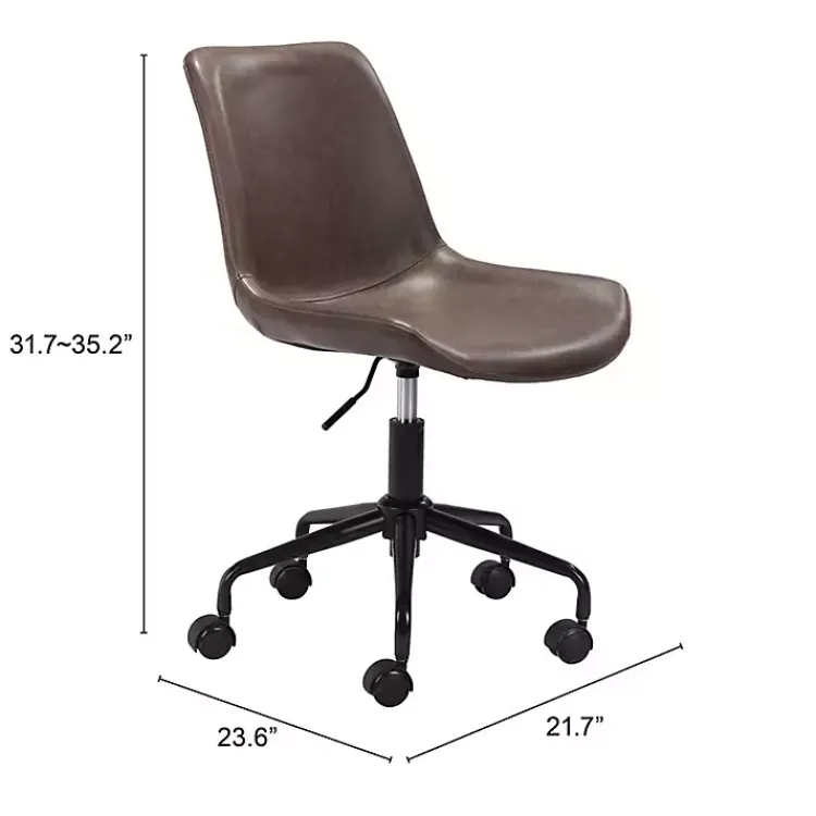 Office Furniture-Kirklands Home Faux Leather Swivel Office Chair Brown